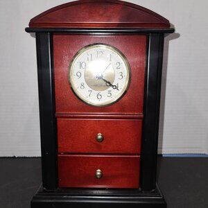 Seth Thomas Keepsake Jewelry Box Clock With 2 Jewelry Drawers Cherry Finish